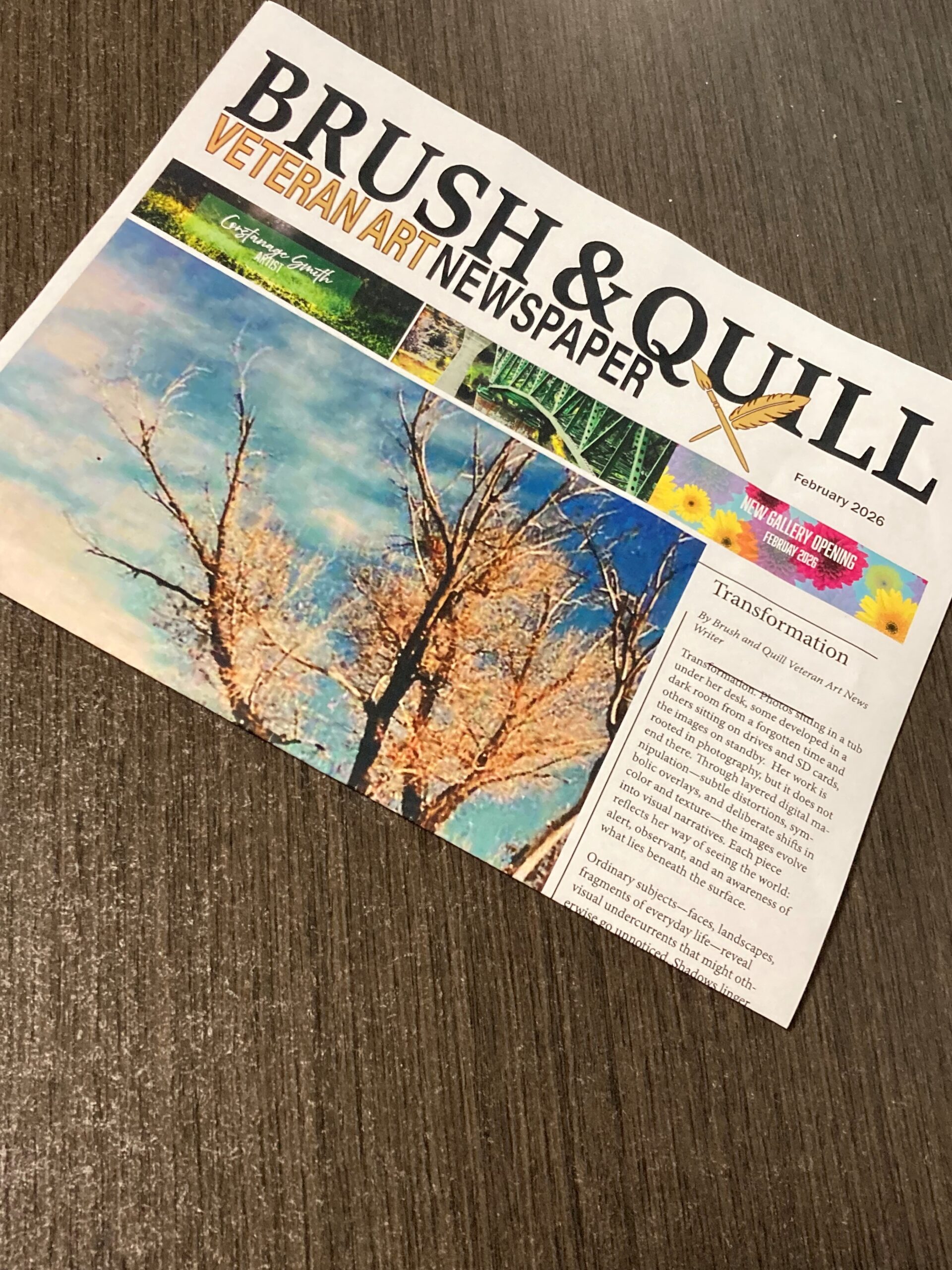 Folded copy of the Brush and Quill newspaper